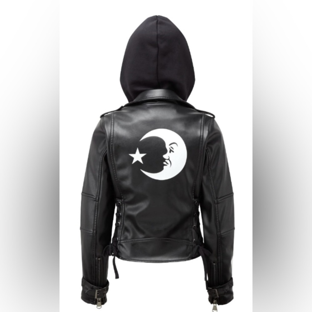 Killstar Luna Moon hooded Leather Jacket